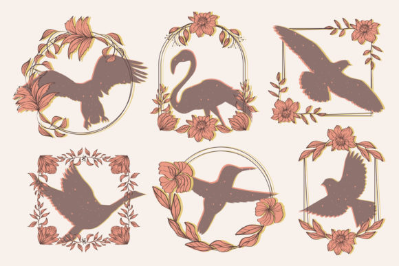 Birds with Floral Borders: Premium Graphics and Illustrations for Local Brands