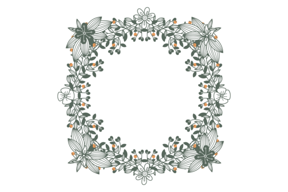 Decorative Floral Frame with Flowers and Graphics for Illustrations