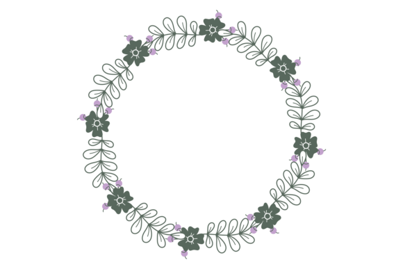 Decorative Floral Wreath. Round Black Li: Graphics & Illustrations Review