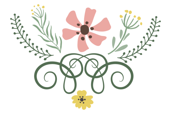 Decorative Vines and Flowers. Floral Ele Graphics