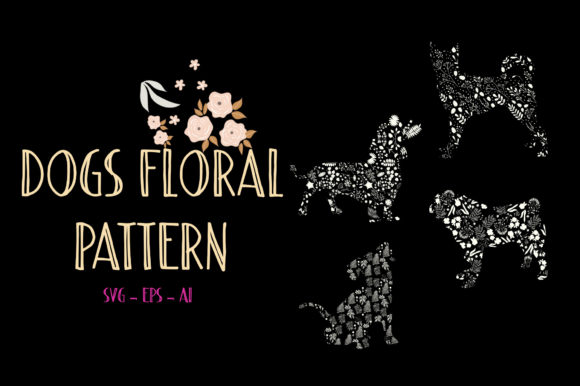Dogs with Floral Patterns Graphic: Fresh Graphics & Illustrations