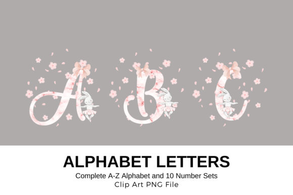 Easter Alphabet Bunny Floral Marble Graphics and Illustrations Review