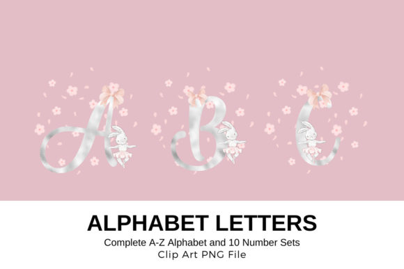 Easter Alphabet Floral Bunny Metallic Graphics & Illustrations Review