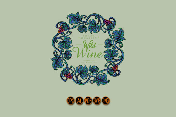 Elegant Vintage Wine Floral Label: Premium Graphics for Illustrations