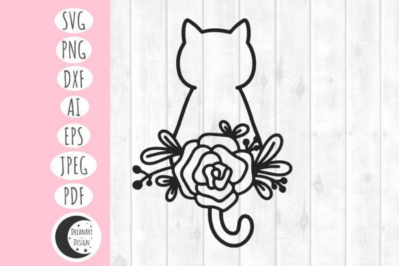 Floral Cat SVG, Cat Outline Svg, Cat Graphics & Illustrations Review