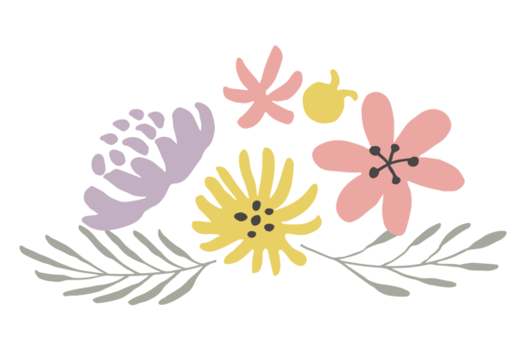 Floral Divider. Decorative Flower Botany Graphics & Illustrations