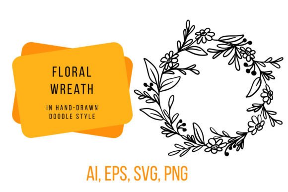 Floral Doodle Wreath: A Graphic Design Asset for Illustrations