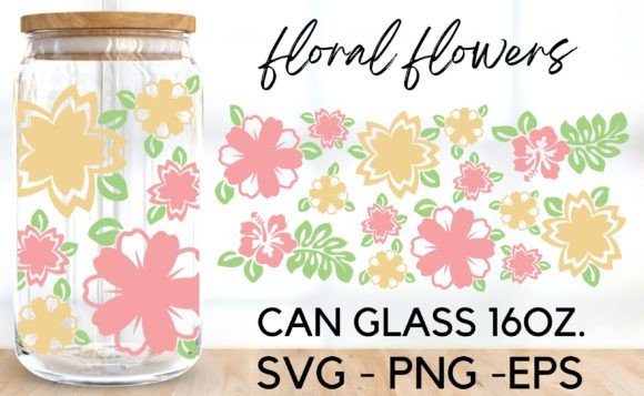 Floral Flowers Can Glass Wrap Svg Graphics & Illustrations Review