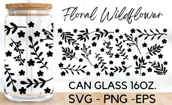Floral Wildflower Can Glass Wrap Svg Graphics & Illustrations Review