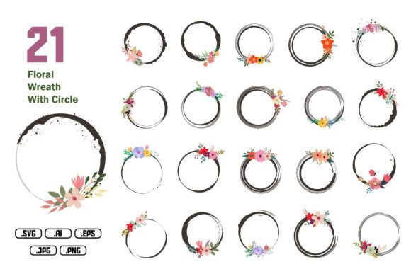 Floral Wreath with Circle: A Designer's Review for Graphics and Illustrations