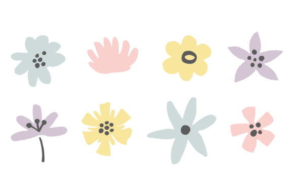 Flowers Set. Decorative Floral Elements: Graphics for Crafts