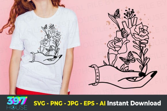 Hand Holding Floral Heart Anatomy Review