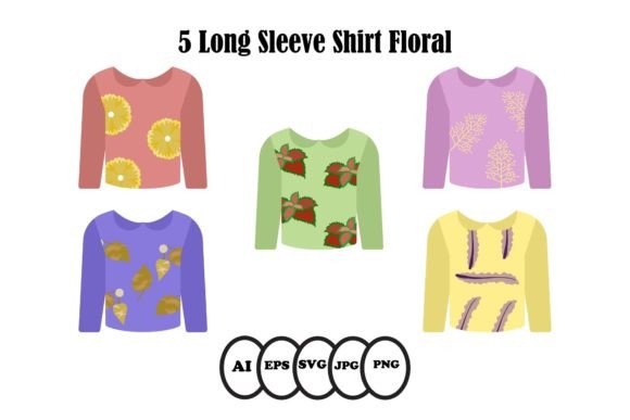 Long Sleeve Shirt Floral Graphics and Illustrations for Modern Blogs