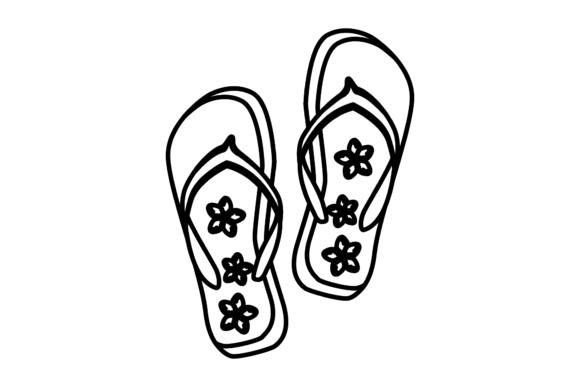 Outline Floral Beach Sandals: A Review for Graphics and Illustrations