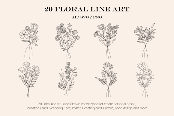 Review: 18 Floral Line Art Hand-Drawn Vector Des for Graphics