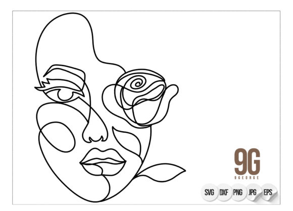 Women Girl Head Face Floral Leaf Graphics for Modern Illustrations